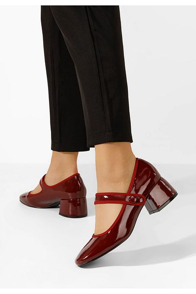 B T Shoes Annaliese Red Chunky Heel Shoes