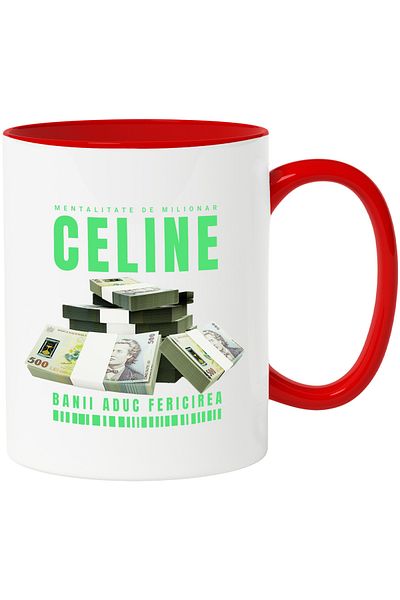 StoryGift Romania Mug __ - Money Brings Happiness, 330ml, Ceramic with Red Handle, With Red Handle STG