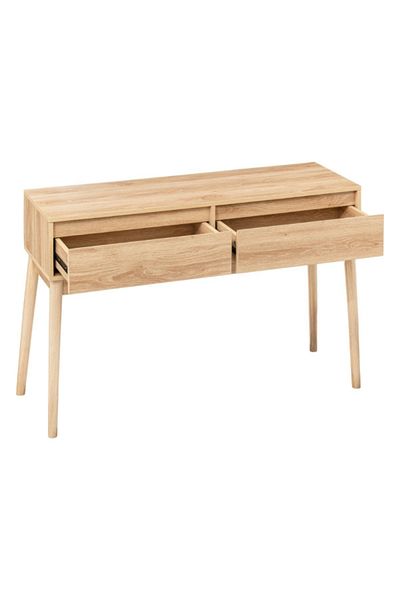 Five Simply Smart Abana Natural Oak Effect 2-Drawer Console Table 76 x 37 x 114 cm