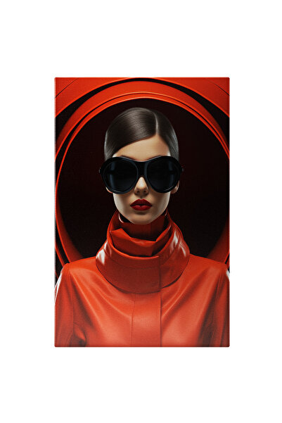 StoryGift Romania Tablou Canvas: Femeie Cu Ochelari De Soare - Haine Rosii Fu...