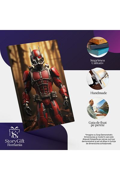StoryGift Romania Canvas Painting 40 x 25CM Portrait of a robot with red armor in an artificial intelligence forest, STG