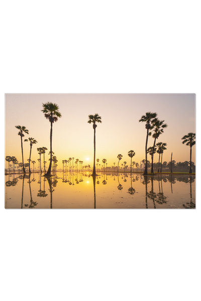 StoryGift Romania Tablou Canvas Peisaj Agricol Plantatii Verzi De Rijea, Bale...