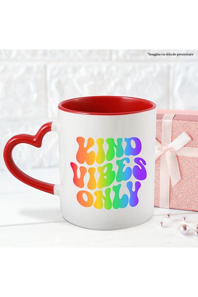 StoryGift Romania Mug with the message in English "Kind vibes only" - only positive vibrations with Handle I, With, STG.