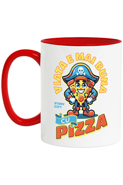 StoryGift Romania Cana Cu Felie De Pizza Cu Palarie De Pirat Text Viata E Mai...