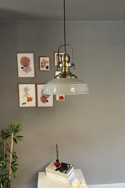 Bamyum Carmelo Gri Renk Asaletli Tekli Avize Eskitme Başlık Sarkıt Lamba Salon Aydınlatma