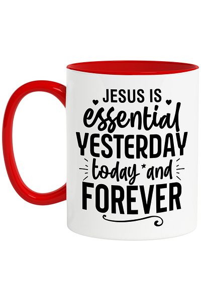 StoryGift Romania Mug with the message "Jesus is essential yesterday, today and forever" - religion cr, With