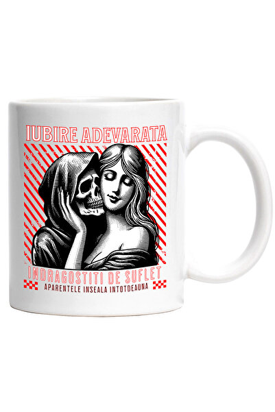 StoryGift Romania Cana Schelete Si Fata Iubire Adevarata Indragostiti, 330ml, Ceramic Cu Maner Alb, Cu ,stg