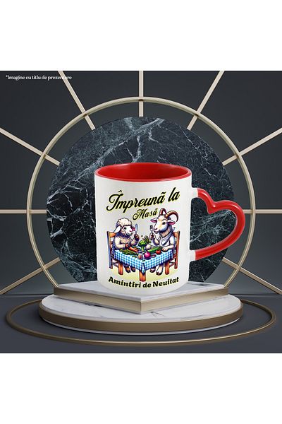 StoryGift Romania Mug Together at the Table. Unforgettable Family Memories, 330ml, Ceramic with Heart Handle, With ,STG