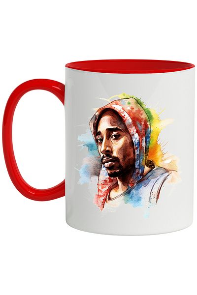 StoryGift Romania Mug With Tupac Portrait, Hip-Hop, Celebrity, Music, Singer, Multicolor 330 ml, With