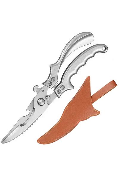 Choice Silver A With Bag Professional Chicken Bone Scissors Upgraded Poultry Shears Cutter Stainless Steel