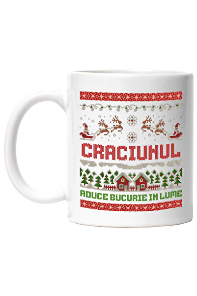 StoryGift Romania Cana Craciunul Aduce Bucurie In Lume , 330ml, Ceramic Cu Ma...