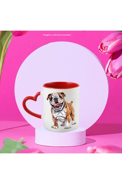 StoryGift Romania Mug with a playful Pitbull puppy | illustration | collar | waiting for orders from st, With ,STG