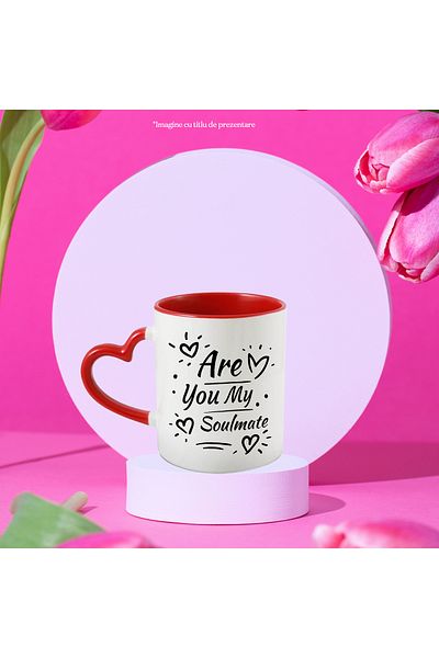 StoryGift Romania Mug With Message In English Are You My Soulmate, Heart, Soul Mate, Love, White, With ,STG
