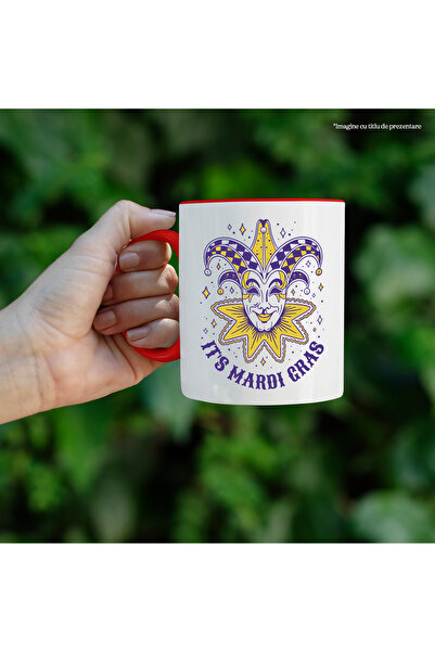 StoryGift Romania Mug With Message In English It's Mardi Gras, Clown, Stars, Multicolor 330 ml, Ceram, With ,STG