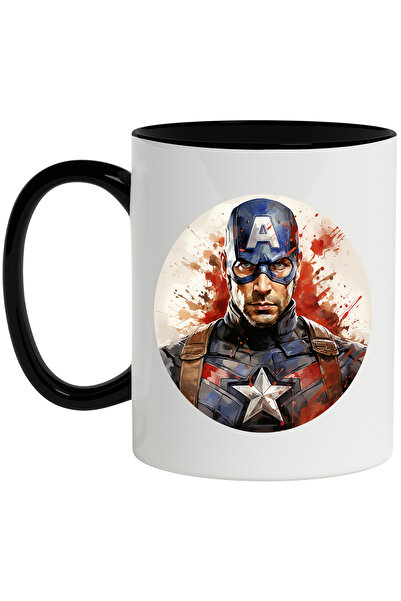 StoryGift Romania Captain America Mug, Circle, Marvel, Avengers, Superheroes, Mask, Multicolor, With