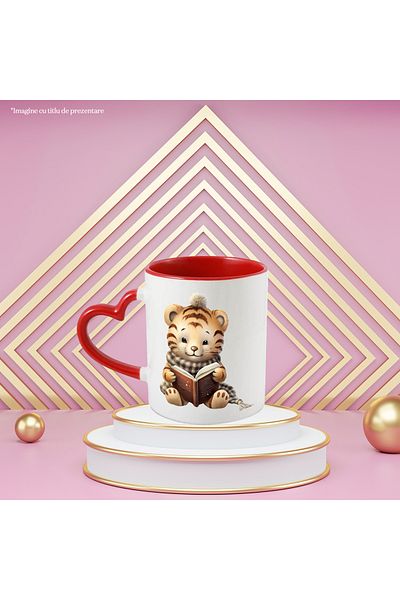 StoryGift Romania Mug With A Tiger Cub Reading | Scarf | Book | Cold | Frost | Winter | Pent, With ,stg