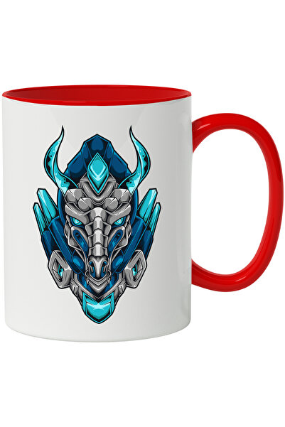 StoryGift Romania Cana Cu Dragon, Mecha, Robot, Sci Fi, Cyberpunk, Coarne, Multicolor 330 Ml, Cer, Cu ,stg
