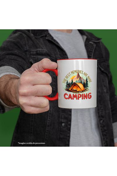 StoryGift Romania Mug with the message "The best memories are made camping", travel, illustration, nature, With