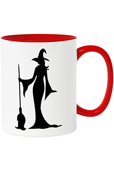 StoryGift Romania Cana Cu O Vrajitoare Care Tine O Matura Cu Maner Rosu, Cu M...