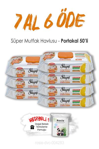 Sleepy 7 AL 6 ÖDE Portakallı Süper Mutfak Havlusu 50'li ve ROSIE