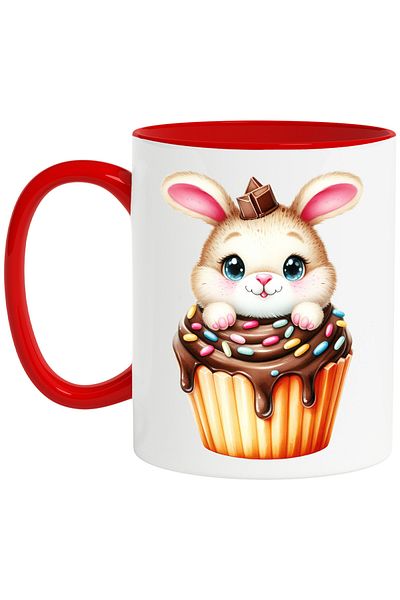 StoryGift Romania Mug with a bunny sitting in a muffin, illustration, chocolate, sweet, gift, , With