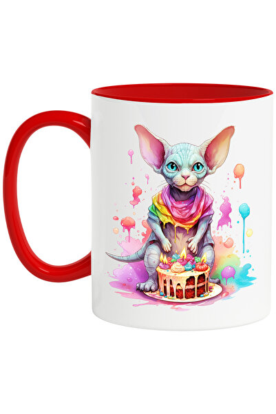 StoryGift Romania Cana Cu O Pisicuta Sfinx, Ilustratie, Tort, Aniversare, Pen...
