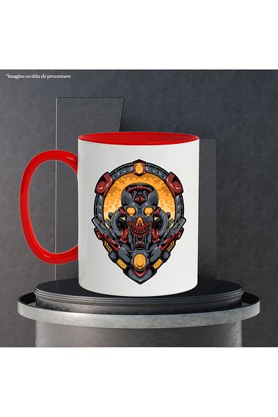 StoryGift Romania Mug With Robot, Monster, Skull, Teeth, Mecha, Sci Fi, Multicolor 330 ml, Ceramic, With ,STG
