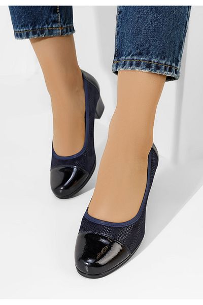 B T Shoes Pantofi Cu Toc Gros Samia Navy