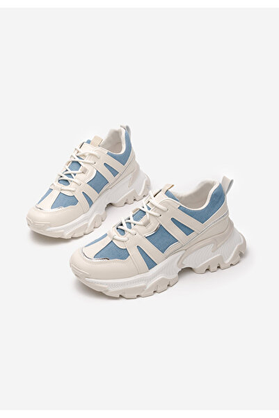 B T Shoes Modré dámské tenisky na klínku Alonna