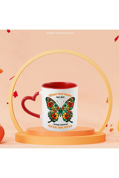 StoryGift Romania Mug With Message "Don't Lose Heart, We Are Being Renewed Day By Day", Illustration,, With ,stg