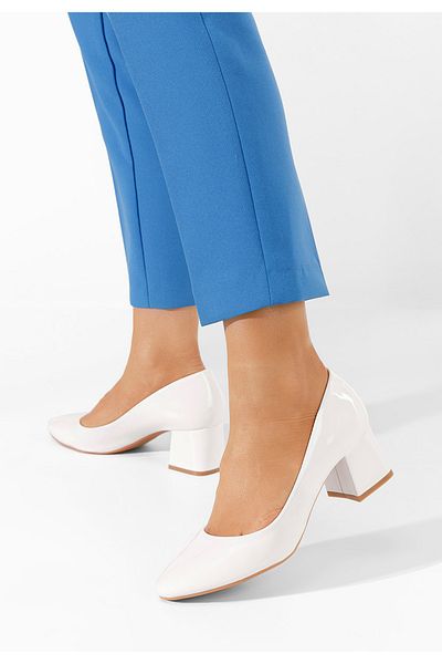 B T Shoes Marisol V2 White Patent Chunky Heel Shoes