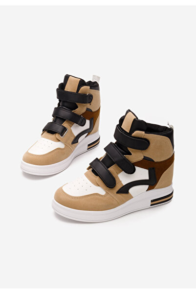 B T Shoes Khaki dámské tenisky na klínku Veleta