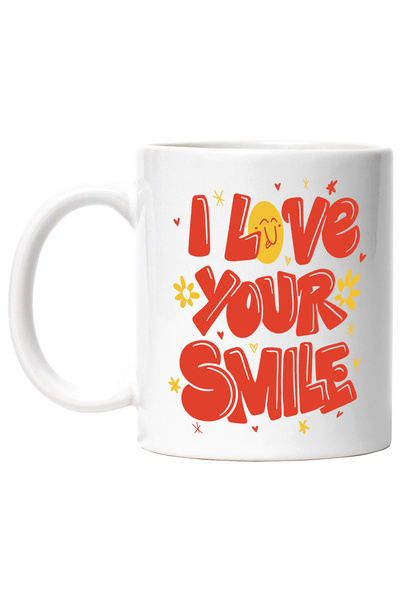 StoryGift Romania Cana Cu Mesaj In Engleza I Love Your Smile, Flori, Inimi, H...