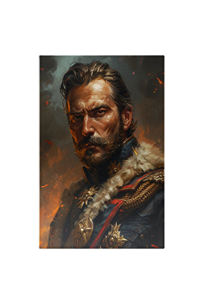 StoryGift Romania Tablou Canvas: Rege În Costum Cu Insigne Și Medalii Privind...