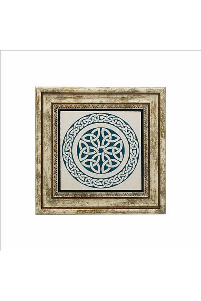 Sadrazam Celtic Style Round Pattern Printed Natural Stone Painting (25 X 25 Kd-56)