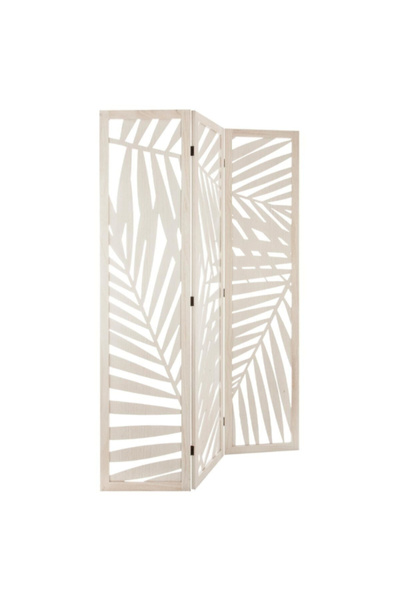 Atmosphera فاصل شاشة خشبي قابل للطي بثلاثة ألواح من تصميم أكيرا بنقشة أوراق الشجر، 170 × 120 × 1.8 سم