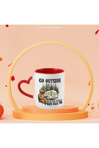 StoryGift Romania Mug with the message "Go outside, worst case scenario, a bear kills you", travel, , With ,STG