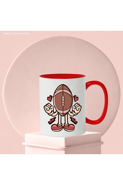 StoryGift Romania Mug With Ball, Rugby, Hearts, Lightning, Sport, Gloves, Shoes, Multicolor 330 ml,, With ,STG