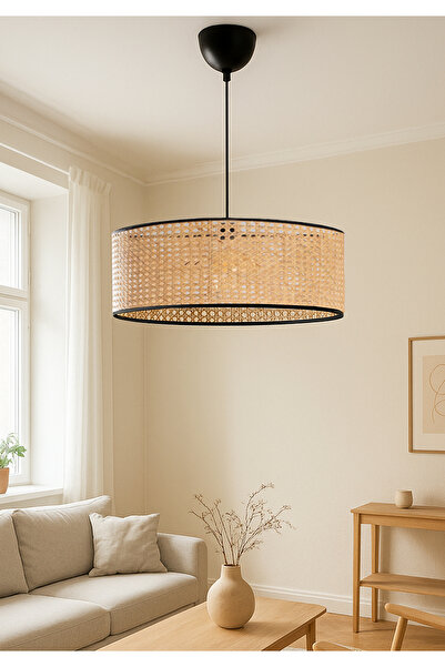 HOMİNG Exclusive Rattan 50 cm Büyük Boy Sarkıt Avize