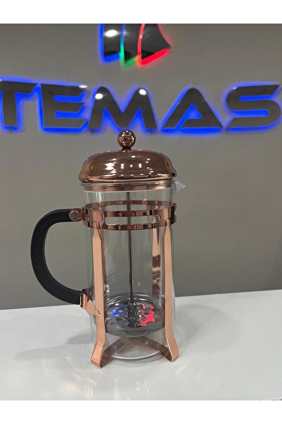 TEMAS FRENCH PRESS KAHVE&BİTKİ ÇAYI DEMLEME BRONZ RENK METAL, CAM 1000 ML