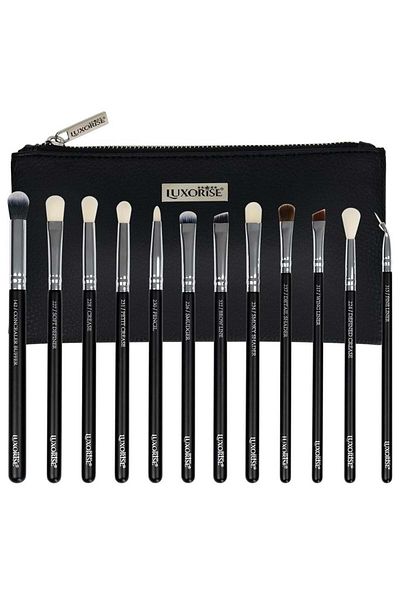 LUXORISE Set de 12 pensule de machiaj Brilliance Silver + pungă cadou