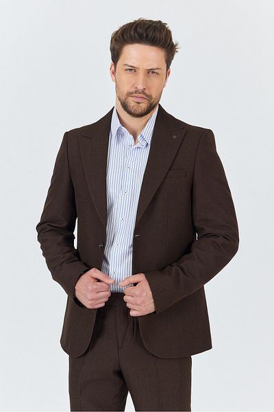 Frappoli Alfredo Men's Coffee Spring-Summer Slim Fit 2 Suit