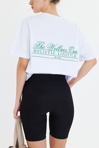The Champ Clothing Tricou supradimensionat pentru femei, 100% bumbac, imprimat The Wellness Era
