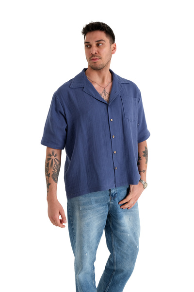 PANCHY CANKY Колекція Desert Soul Короткий рукав чоловіча сорочка – зручний крій, літній мусліновий матеріал