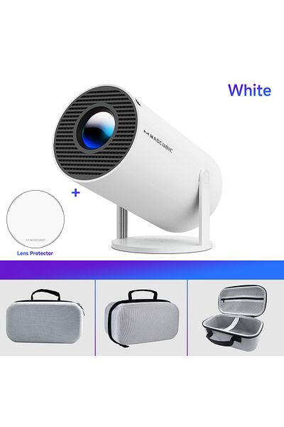 Choice8 جهاز عرض Magcubic HY300 Pro 4K بمقبس أوروبي وعدسة حقيبة بيضاء وأندرويد 11 وواي فاي مزدوج 6 290ANSI Allwinner H713