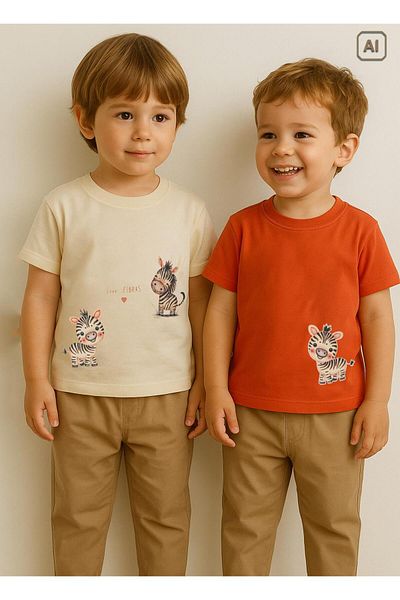 kitikate Organic Zebras 2-Pack T-Shirt Natural