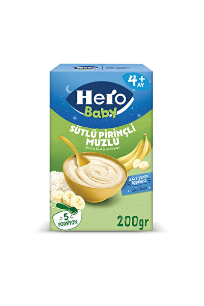 Hero Baby Gece Sütlü Muzlu Pirinçli Kaşık Maması 4+ Ay 200gr X 2 Adet