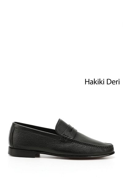 GÖNDERİ(R) Men's Black Leather Sole Genuine Leather Loafer Shoes