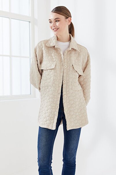 Genel Markalar Yuvarlak Desen Cepli Balon Kol Ceket Taş