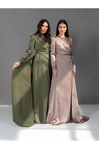 Marvella By Rasha Lustrous Charm Sequin-Drape Dress